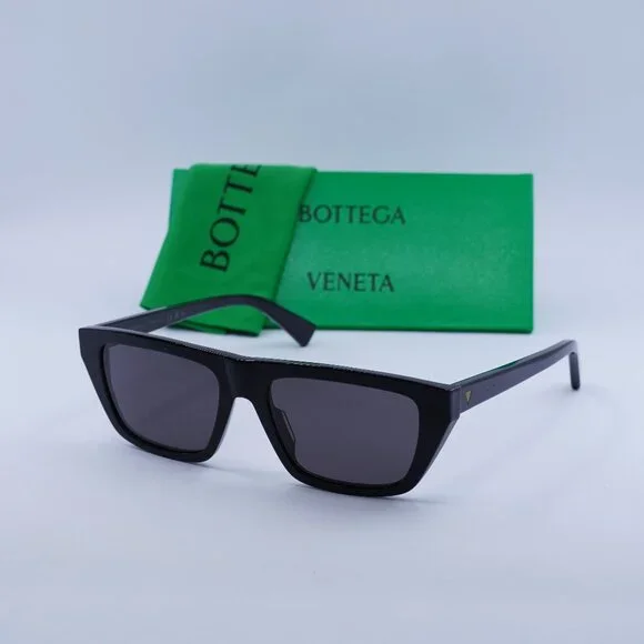 Bottega Veneta BV1291S 001 Sunglasses Black Rectangle Frame, Grey Lenses Bottega Veneta BV1291S 001 Sunglasses Women main image 2